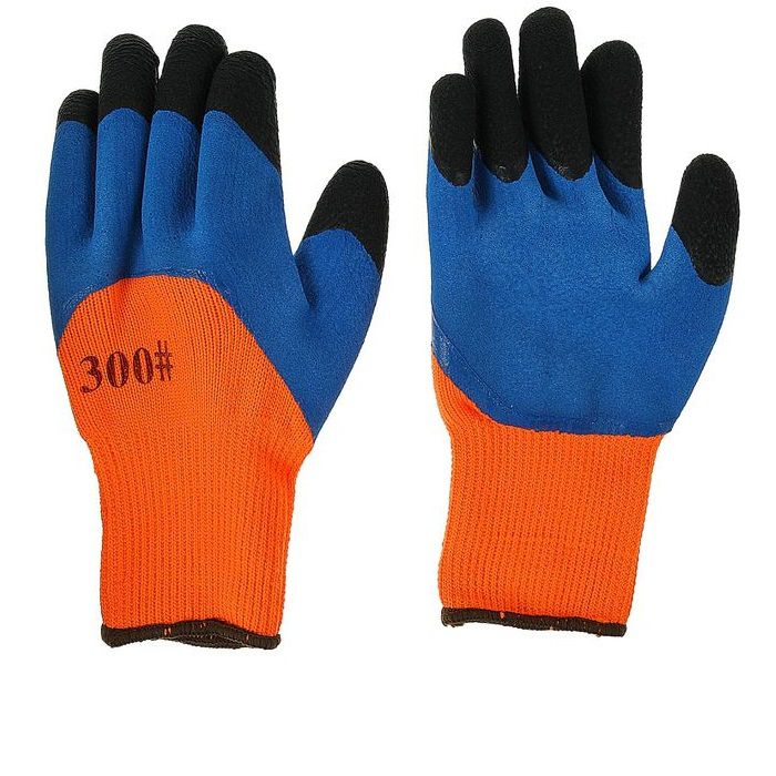 Перчатки зимние оранжевые черный палец
