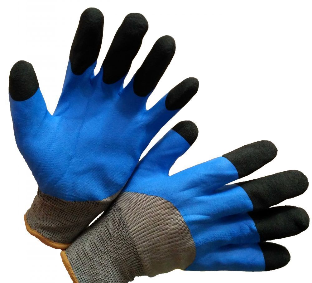 Перчатки зимние серые черный палец