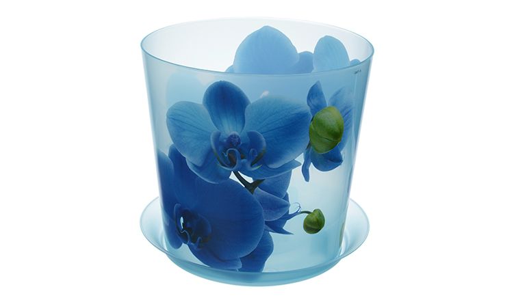 Кашпо ДЕКО D125мм 1,2л с подст Орхидея голубая